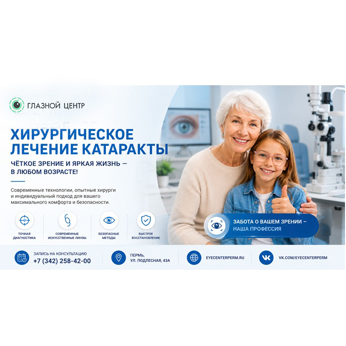 Хирургическое лечение катаракты в офтальмологической клинике «ГЛАЗНОЙ ЦЕНТР»