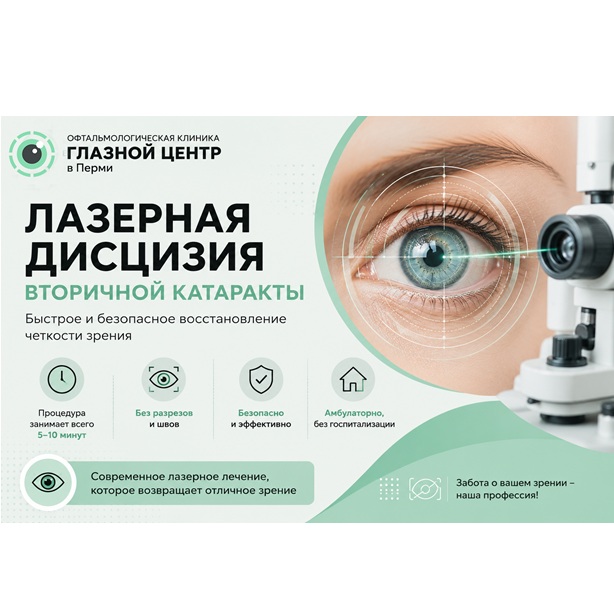 Лазерная дисцизия вторичной катаракты в офтальмологической клинике «ГЛАЗНОЙ ЦЕНТР»